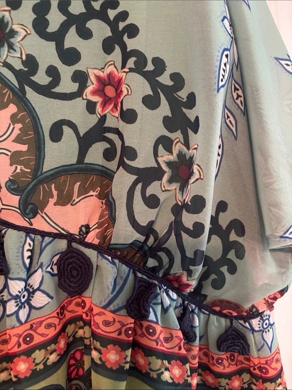FARM Rio Mint Green Multicolor Floral V-Neck Tunic